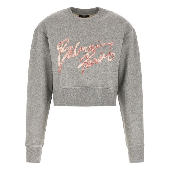 Balmain Sweaters - Balmain Gray Cotton Women's Sweatshirt